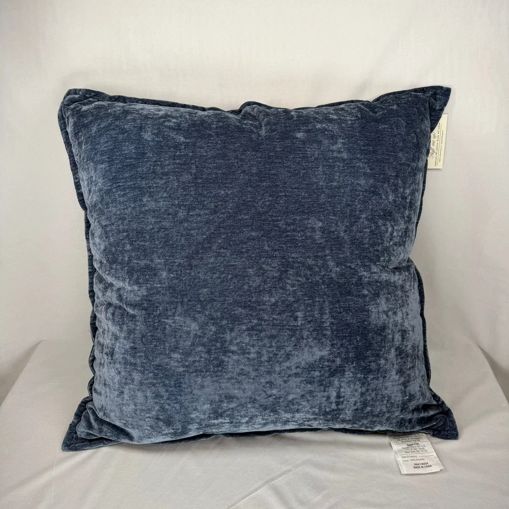 Dream Home NY Navy Blue Velvet Textured Throw Pillow 24x24 Down Alternative New